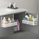 Hanging Bathroom Baskets Fine Mesh Wire Storage Basket Over Cabinet Door Organizer No Drilling Required for Kitchen Bathroom Office, Large, 2 Pack (White)