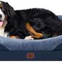 EHEYCIGA Orthopedic XL Dog Bed for Large Sized Dog, 48x35x7.5 Inch Extra Large Memory Foam Dog Couch Bed with Sides, Waterproof Liner & Washable Removable Cover, Bolster Pet Sofa, Navy