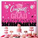 Pink Graduation Backdrop Decorations 7*5 ft Class of 2026 Congrats Grad Backdrop Banner Hot Pink We’re So Proud of You Finally Done Banner Graduation Decor for College Grad Party Decorations