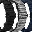 TumpCez Quick Release Watch Band - Choice of Width -24mm Watch Bands, Solo Loop Adjustable Elastic Nylon Watch Straps Replacement Wristband for Men Women (Black+Grey+Blue)