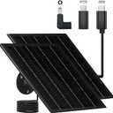 Solar Panel for Security Camera 5V 6W USB Solar Panel Charger Type-C PortMicro USB PortDC Port Solar Sanels for Cameras with 9.8ft Charging Cable Charging Power IP65 Waterproof (2 Pack Black)