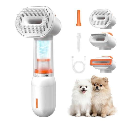 kurtmark Vacuum Dog Brush for Shedding, 4-in-1 Self Cleaning Slicker Brush for Dogs& Undercoat Rake for Dogs, Deshedding Grooming Tool, Anti-Static, Massage, Cleaning, Shedding & Combing All In One!