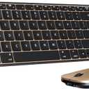 seenda Bluetooth Keyboard and Mouse for Mac, SKM64-2 Multi-Device Rechargeable Slim Wireless Keyboard Mouse Stainless Steel Full Size, Compatible with MacBook Pro/Air, iPad, Mac - Black Gold