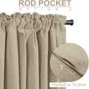 100% Blackout Shield Linen Blackout Curtains for Bedroom 96 Inches Long, Back Tab/Rod Pocket Living Room Drapes, Thermal Insulated Blackout Curtains 2 Panels Set, 50" W x 96" L, Oatmeal
