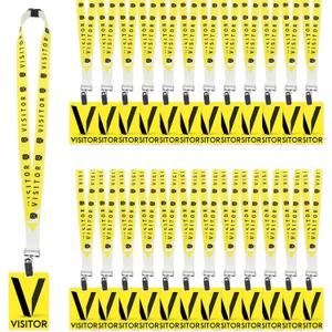 Visitor Badge Lanyards with PVC Pass Cards 25 Sets, Breakaway Design with Metal Swivel Clips for Company, Exhibition, School