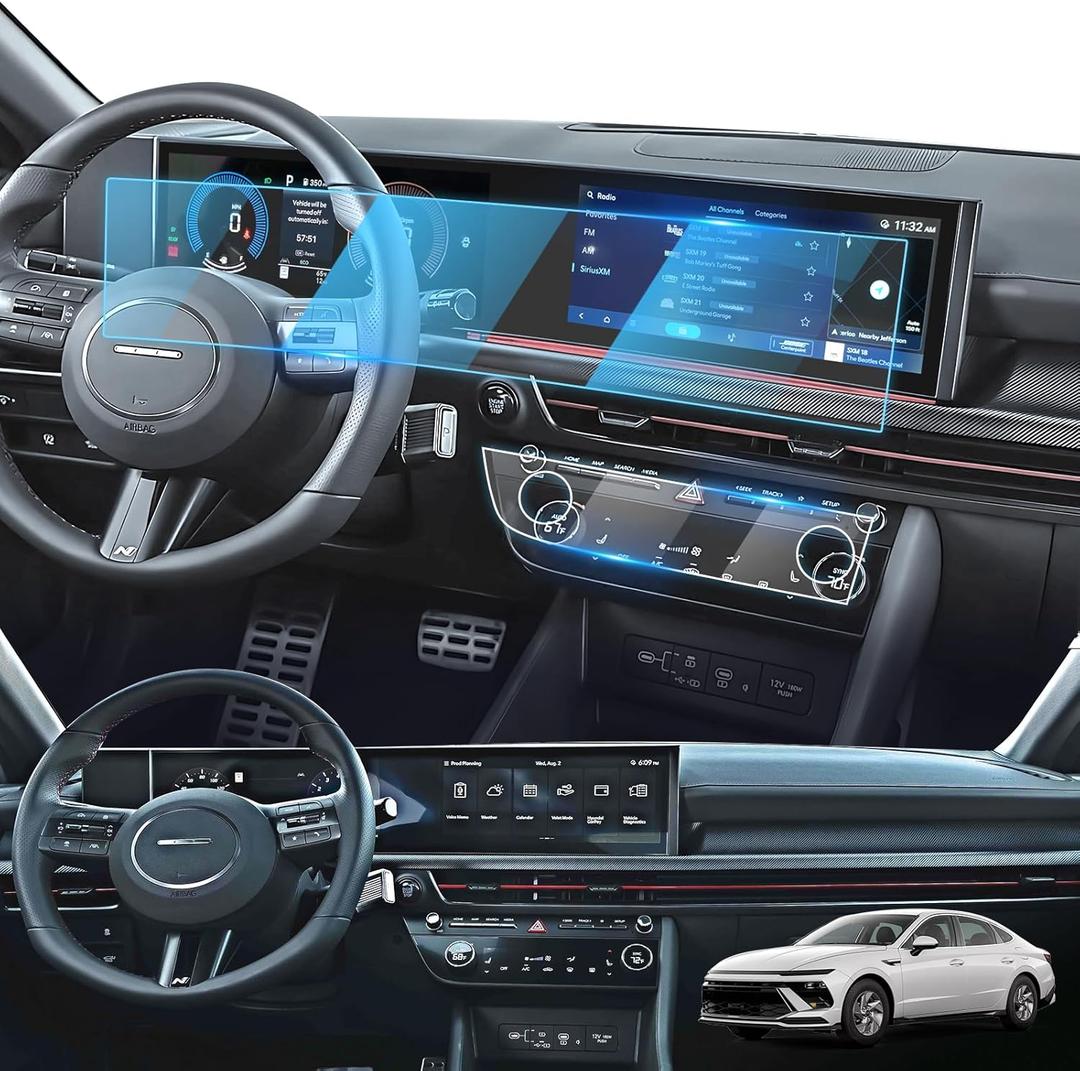 For 2025 Hyundai Sonata Screen Protector - (4PCS) 2025 Sonata (SE/SEL/SEL Convenience/SEL Hybrid/N Line/Limited Hybrid) 12.3 Inch Screen Protector 9H Tempered Glass- HD 2025 Hyundai Sonata Accessories