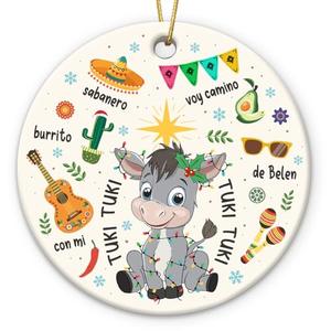 3 x Funny Mexican Ornaments for Christmas Tree 2025 - Donkey Ornament for Xmas Tree Decor, Tuki Tuki Gifts for Donkey Lovers Friends, Animal Lovers Gifts for Mexican Women Mom, Dad