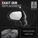 Driver Side Mirror - Compatible with 2018-2024 Toyota Camry - Powered Adjustment, Manual Folding, Flat Glass - Black, 5H3P - OEM 8794006800, TO1320366, TO1320382