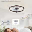 LEDIARY 20 Inch Low Profile Ceiling Fans with Lights and Remote, Fandelier Ceiling Fan Flush Mount, 3000K-6000K Dimmable LED Fan Light, Brown Modern Ceiling Fans with Lights for Bedroom