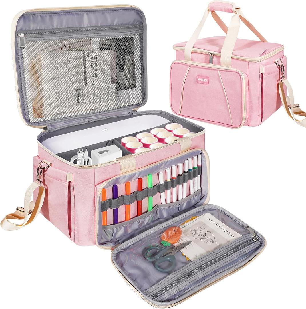 Carrying Case Compatible with Cricut Joy Xtra Smart Cutting Machine, Portable Travel Bag Fit for Cricut Joy Xtra Extra Accessories and Supplies (Bag Only) (Pink)