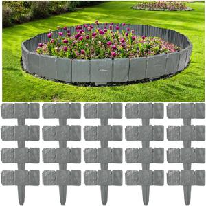 20pcs Garden Edging Border No Dig 9 Inch Tall Landscape Edging Border, Plastic Garden Edging Stone Look Border for DIY Outdoor Yard Landscaping Flower Bed and Grass