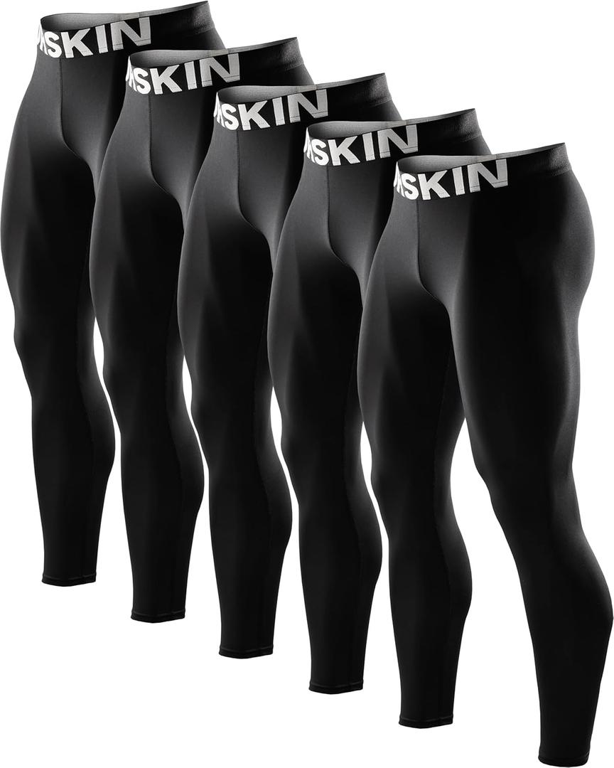 DRSKIN 5, 4, 3 or 1 Pack Mens Compression Pants Tights Leggings Sports Baselayer Running Athletic Workout Active (Medium)