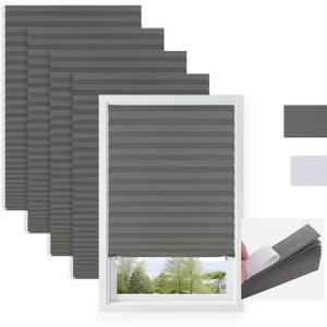 6-PCS Temporary Light Filtering Pleated Paper Blinds 35" W x 71" H Gray