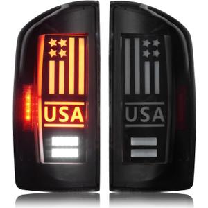 LED Tail Lights Assembly Fit for Dodge RAM 1500 2007-2008, for Dodge RAM 2500 3500 2007-2009 Pickup Truck [Factory Halogen Type], Taillights Rear Brake Lamp Set, Smoked Lens