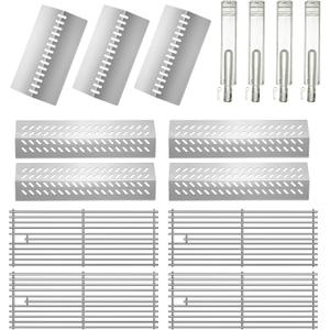 16631 Flame Tamer and 16520 Heat Plate Shield and 16516 Burners with 4Pack Cooking Grates for Bull Grill Replacement Parts Stainless Steel,for Blaze Lion Cal Flame G Series 5 Burner Grill