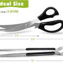 Kitchen Scissors. Korean Barbecue Scissors and Tongs Set, Kitchen Shears and Tongs for Cutting Meat, Chicken, Vegetables, Stainless Steel Multipurpose Non-slip Serrated Sharp BBQ Scissors BBQ Tongs