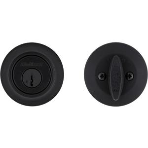 Kwikset 660 Deadbolt Deadbolt Lock, Matte Black Round Exterior Keyed Front Entry Door, Pick Resistant SmartKey Rekey Security, Single Cylinder Dead Bolt