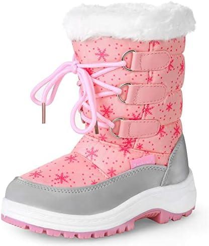 Apakowa Kids Girls Insulated Fur Winter Warm Snow Boots (Toddler/Little Kid) Size 28
