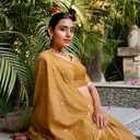 LooknBook Art Women's Chanderi With Shibori Print And Zari Weaving Work Lehenga choli Set (Gold), One Size