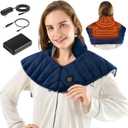 Portable Cordless Heating Pad for Neck, Shoulders & Back - Rechargeable Battery Operated Heating Pad with 3 Heat Settings, Birthday Gift for Women, Weighted Neck Warmer for Pain Relief (Navy Blue)