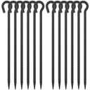 EUOKOK 30 Inch Rebar Stakes Heavy Duty 6 Pack Tent Stakes with Loop 1/2 Inch Diameter Tarp Pegs Tree Stakes and Supports Ground Anchors Garden Rope Fence Stakes for Outdoor Camping and Yard, Black