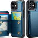 Vinich for iPhone 12/12 Pro Not for (iPhone 12 mini/ iPhone 12Pro Max) Wallet Case with Card Holder, RFID Blocking Credit Slots Kickstand Shockproof Phone Cover for Women Men, Blue
