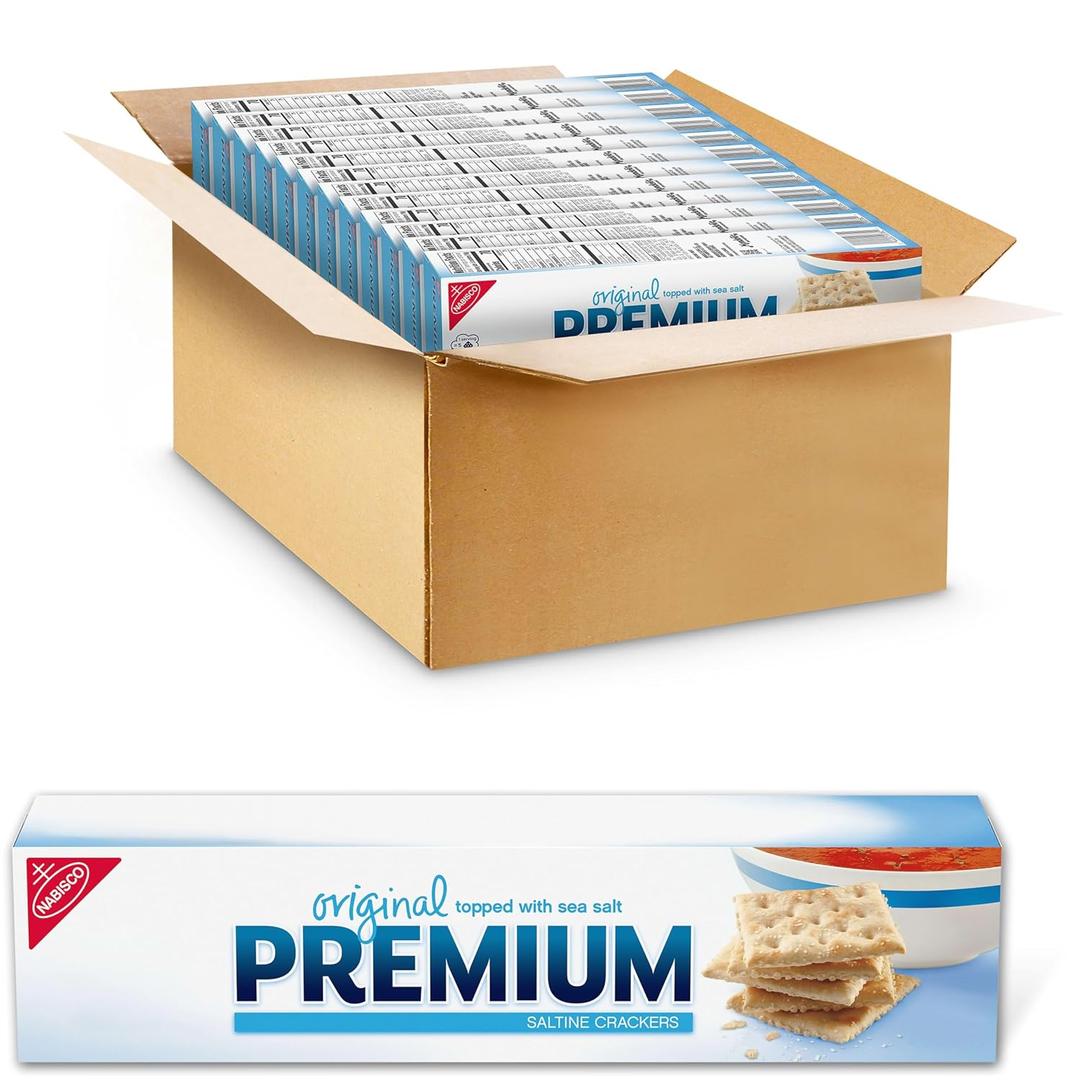 Premium Original Saltine Crackers, Lunch Snacks, Bulk Snacks, 12 - 4 oz Boxes (EXP 11/24/26)