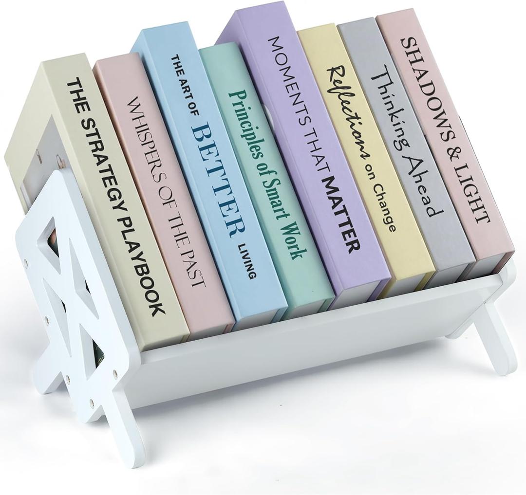 Bunkal Bamboo Desktop Bookshelf & Book Stand for Small Spaces  Tilted Desk Bookshelf Organizer for Cookbook Storage, Home Office, Dorm & Nightstand  16x9x9in, Solid Bamboo, Easy Assembly (White)
