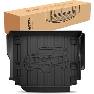 Cargo Liners Custom Fit for Jeep Wrangler JL 4x4 Door Sahara Rubicon 2018-2023 2024 2025 Trunk Mats Rubber All Weather Heavy Duty Waterproof Odorless - (Not for 4XE/JK/Not 2-Door)