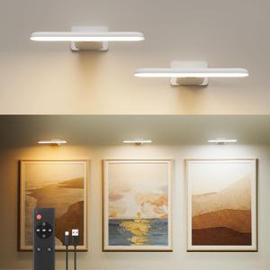 FULEN Picture Lights Battery Operated, Rechargeable Picture Frame Lights for Wall, LED Cordless Wall Lights for Arts,Paintings,Gallery&Dartboard,3 Color Temperatures, Remote Control,White,2 Pack