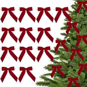3.5" Red Ribbon Pretied Bows Valentines Day Bows Premade, Red Velvet Ribbon Bow with Twist Ties for Wreaths, Treat Bags, Gift Wrapping, Party Favor, Crafts-12 Counts
