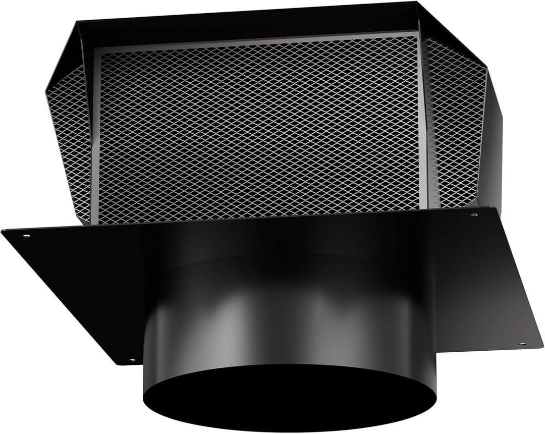 [Upgrade Airflow] Hon&Guan Removable Roof Vent Cover, 6 Inch Roof Vents for Houses, 6'' Exhaust Vent Wall Vent for Ventilation System-with Damper and Two New Small Vents,Galvanized Steel
