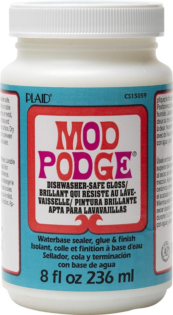 Mod Podge Dishwasher Safe Waterbased Sealer, Glue and Finish (8-Ounce), CS15059 Gloss, 8 Ounce (Clear)
