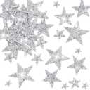 Geosar 60 Pcs Iron on Star Patches Star Shaped Rhinestone Appliques Adhesive Glitter Patches Rhinestone Appliques Embellishments for DIY(Silver)