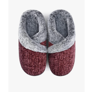 Slippers for Women Fuzzy House Slip on Indoor Outdoor Bedroom Furry Fleece Lined Ladies Comfy Memory Foam Female Home Shoes Anti-Skid Rubber Hard Sole 5-6 Size