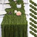 8 Pack Olive Green Cheesecloth Table Runner 17x108 inch Boho Gauze Cheese Cloth Table Runners for Wedding Party Baby Bridal Shower Home Decor