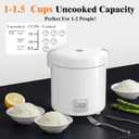 Rice Cooker Small 1-1.5 Cups Uncooked(3 Cups Cooked), Mini Rice Cooker with Removable Nonstick Pot, One Touch&Keep Warm Function, Travel Rice Cooker for Soup Grain Oatmeal Veggie, White