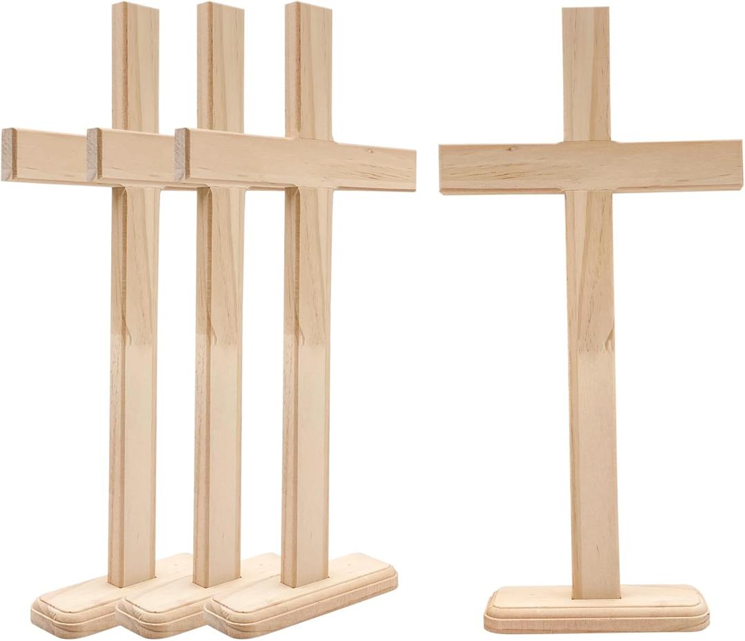 16 Inch Only 2 Pack Wood Cross Unfinished Wooden Crosses Unpainted Tabletop Cross for Crafts