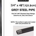 GeilSpace 3/4" x 48" Heavy Duty Pre-Cut Grey Metal Pipe, Industrial Steel Fits Standard 3/4 Inch Threaded Pipes and Fittings - Vintage DIY Industrial Shelving (3/4" × 48", Grey)