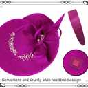 dressfan Vintage Fascinator Hats for Women,Linen Pearl Fascinator for Derby Church Wedding Tea Party (Pink)