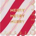 3 x Slant Collections Christmas Napkins Party Beverage/Cocktail Foil Scalloped Disposable Paper Napkins, 20-Count, Merry