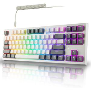 TECWARE Phantom+ Elite 87 Key RGB Mechanical Gaming Keyboard | 3 Mode Wireless Bluetooth 5.0 2.4GHz & USB C Wired | Hot Swappable 5 Pin | Double Shot PBT Keycaps | Wraith Red Switch - White