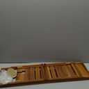 VaeFae Premium Teak Bathtub Tray, Expandable Wooden Bath Tray for Tub, Luxury Bathtub & Bathroom Accessories, Great House Warming, Anniversary & Wedding and Birthday Gifts (Free Teak Body Brush)
