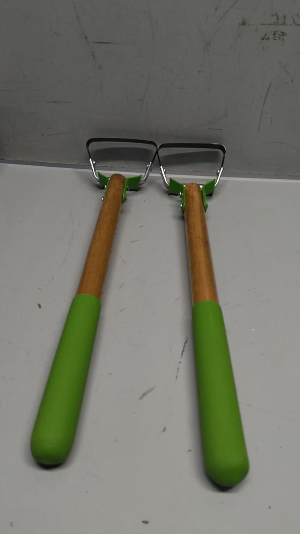 Leriton 2 Pcs Mini Garden Hula Hoes for Weeding 17 Inch Long Stirrup Hoe Tools Scuffle Hoe Garden Tool for Lawn Yard Weeding Gardening with Wood Handle