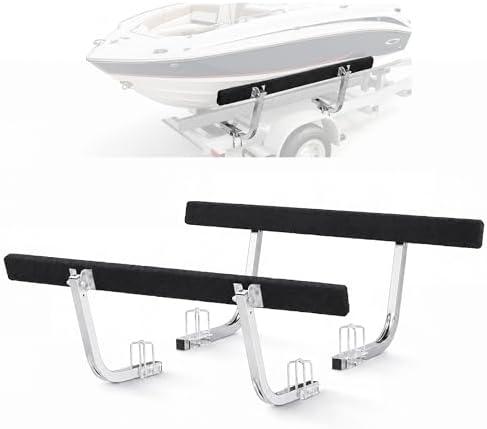 ALMULOO Adjustable Boat Trailer Guide Poles 40"-60" with Protective Sleeves | Compatible with Ski Fishing Sailboat Trailers Fits Frame Channels Up to 3" W x 4.25" H (Black & Silver Finish)