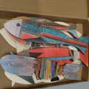 Yuntau 10 Pcs Wooden Fish Wall Decor Wood School of Fish Coastal Wall Decor Beach Wall Art for Home Nautical Theme Bathroom Hanging Decorations Gifts, Flat Printing Not 3D Pattern, 9.84 X 0.2 Inches