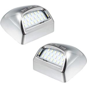 Chrome LED License Plate Lights Lamp Compatible with Silverado Suburban GMC Sierra 1500 2500 3500 HD Tahoe Yukon Cadillac, 6500K White