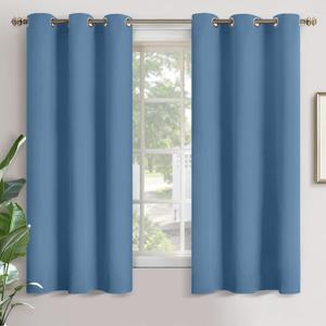 YoungsTex Blue Blackout Curtains 63 Inches for Bedroom - Denim Room Darkening Drapes with Grommet Privacy No See Through for Bathroom Living Room Window, 2 Panels, 42 x 63 Inch