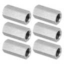 PATIKIL M12 x 1-Pitch 304 Stainless Steel Hex Coupling Nuts, 6Pcs 35mm/ 1.4" Length Fully Threaded Rod Coupling Nut Studding Connector Fasteners, Silver Tone