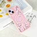 for iPhone 14 Plus Magnetic Matte Translucent Case,Luxury Shockproof Magnetic,Cute Flower Pattern Hard Back Cover iPhone 14 Plus Case for Women Girls-Little Pink Floral
